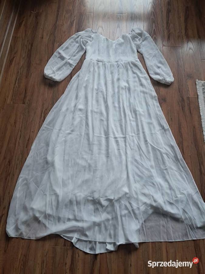 nowa długa biała cienka sukienka na podszewce świętokrzyskie Sandomierz