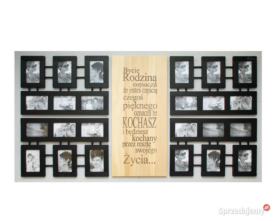 galeria ścienna drewniane ramki na zdjęcia do