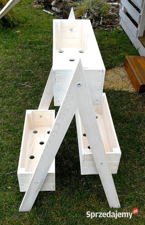 Drewniany kwietnik stojak na kwiaty ozdoba