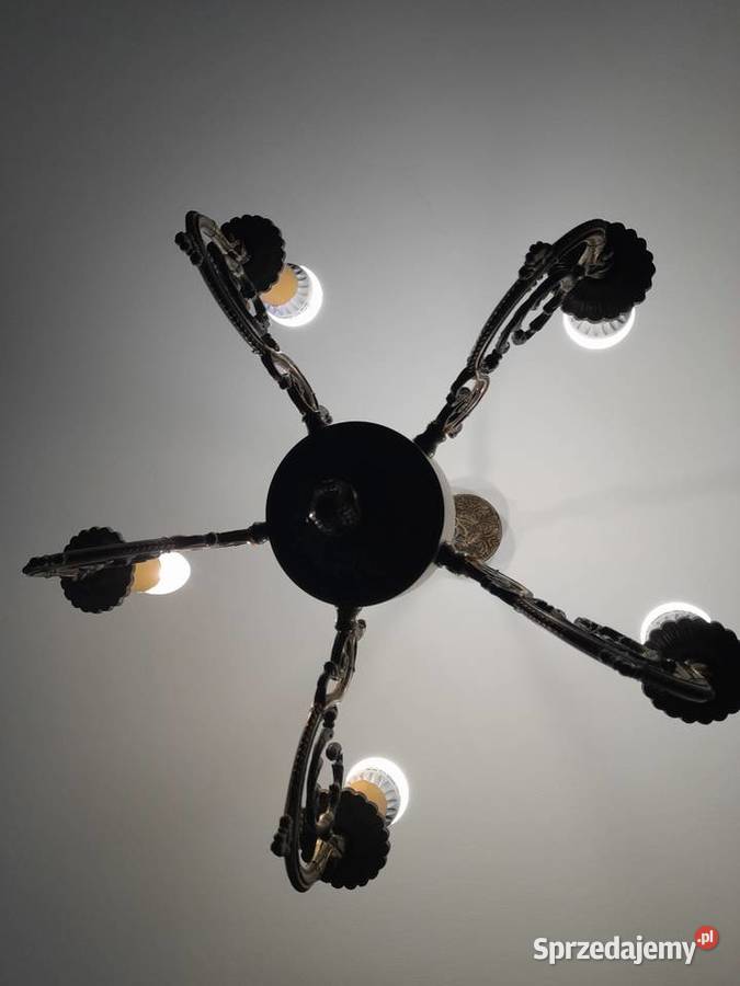 Żyrandol mosiężny 5 ramienny