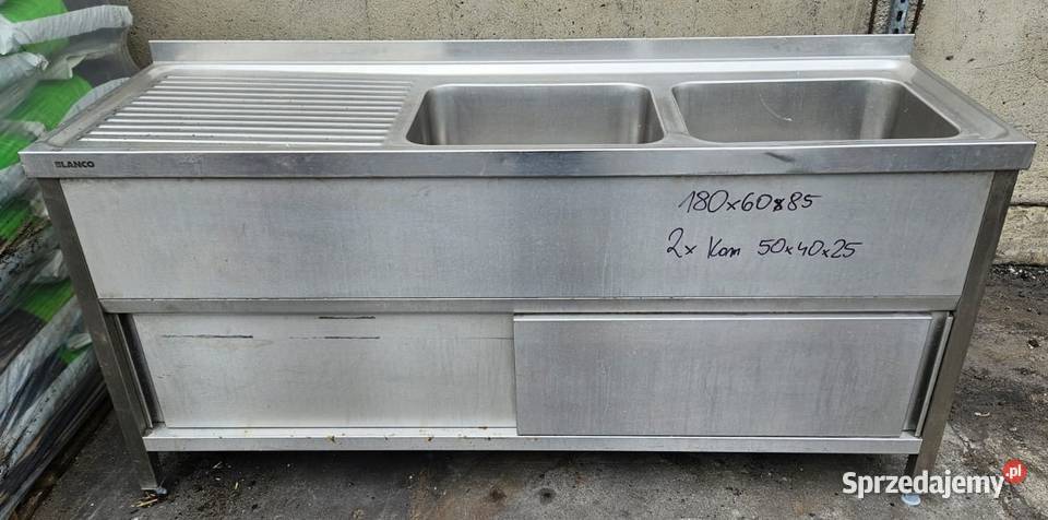 Zlew 2komorowy 180x60x85 komora 50x40x25 492 Krotoszyn sprzedam