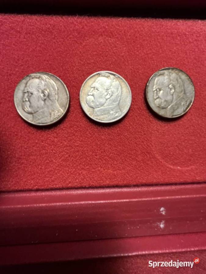 monety 5 Piłsudski 3 sztuki Antyki, Sztuka, Kolekcje Tarnowskie Góry