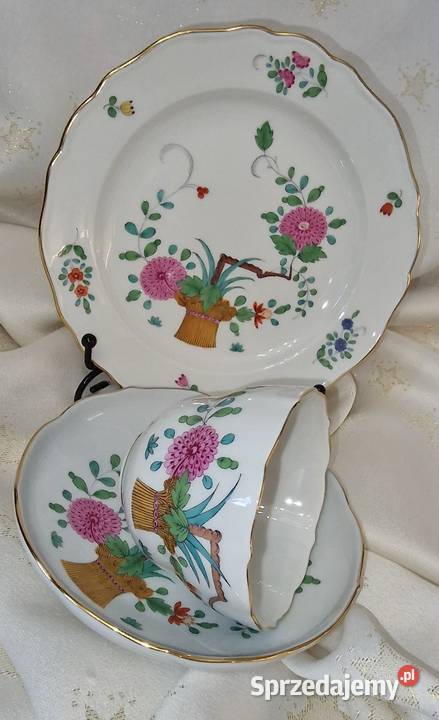 Kolekcjonerskie trio Miśnia wzór spieniacza Sadurki