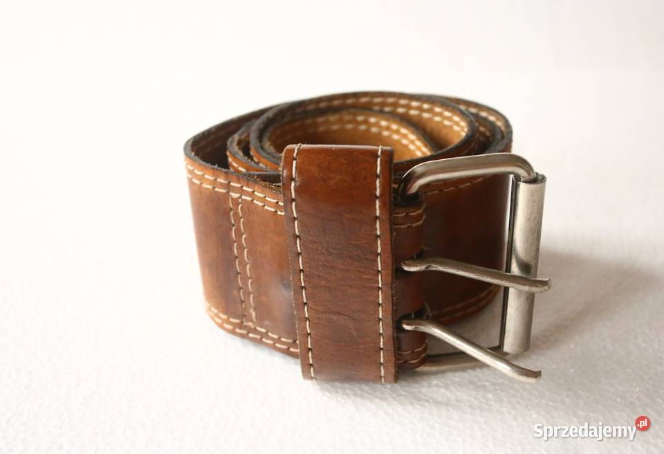 Szeroki skórzany brązowy pasek Moda i Styl Gdańsk