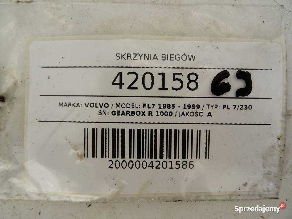 SKRZYNIA BIEGÓW VOLVO FL7 R1000 67 230 8599 sprzedam