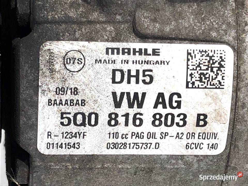 SPRĘŻARKA KLIMATYZACJI VW GOLF VII 5Q0816803B 16