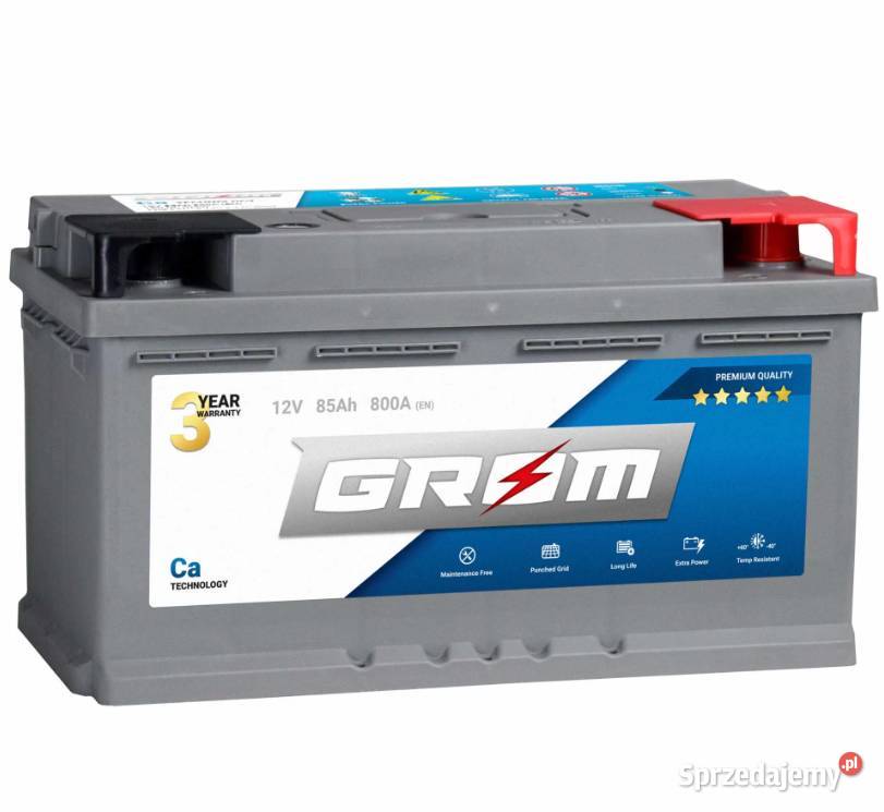 Akumulator GROM Premium 85Ah 800A EN DTR niski Stalowa Wola