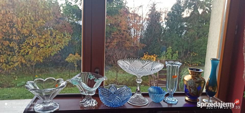 Patera na nodze liście zieloneszkło kryształowe Gdańsk sprzedam