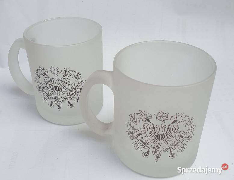 Kubek szklanny z motywem kwiatowym Reszel sprzedam