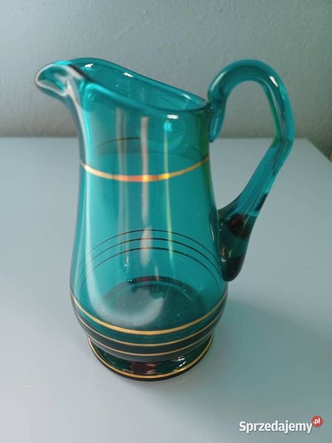Stary szmragdowy mlecznik szklany Ząbkowice łódzkie Łódź