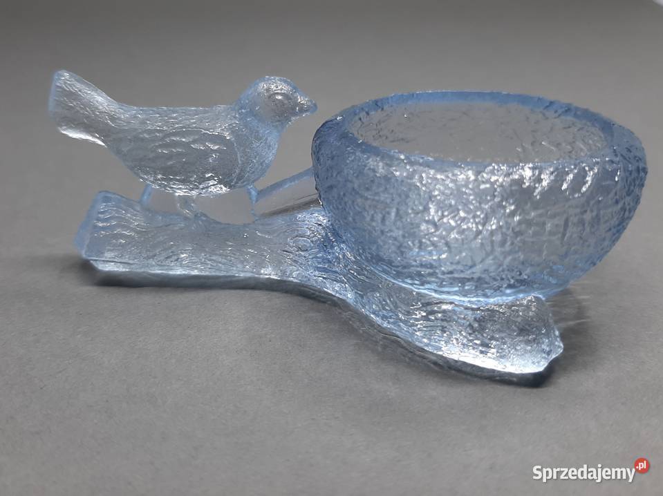 Szklana solniczka Vintage niebieska lubelskie Lublin