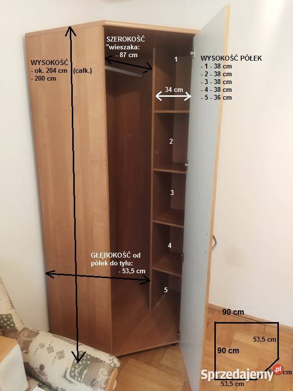 Szafa narożna solidna 204 x 90 podkarpackie Sanok sprzedam