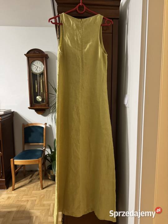 Sukienka damska 34 Massimo Dutti limonkowa z lnu Częstochowa
