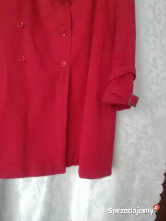 Płaszcz wiosenny czerwony Bez wzoru Łódź