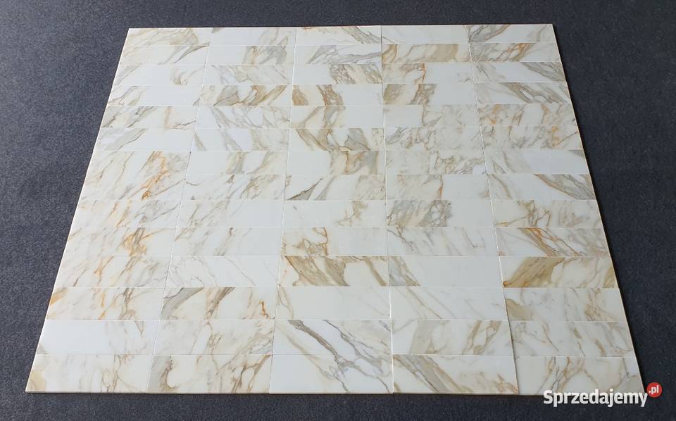 Mozaika Bianco Calacatta Gold Bricks Cegiełka Bielawa