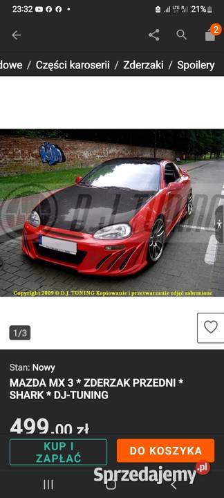 mazda MX3 zderzak przedni tuning osobowe Zderzaki Bydgoszcz