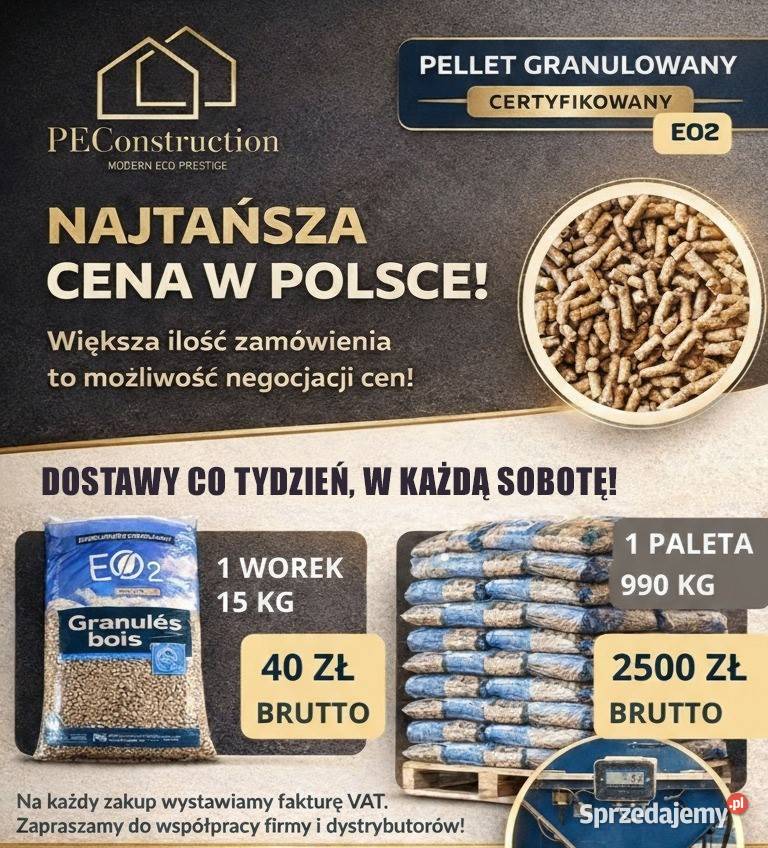 Pellet drzewny dostawa co 3 dni Bydgoszcz sprzedam