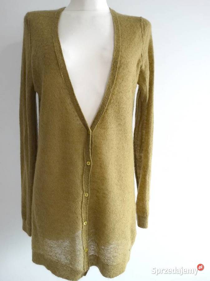Sweter Kardigan Moherowy Wełniany Limonkowy długi Łomża sprzedam