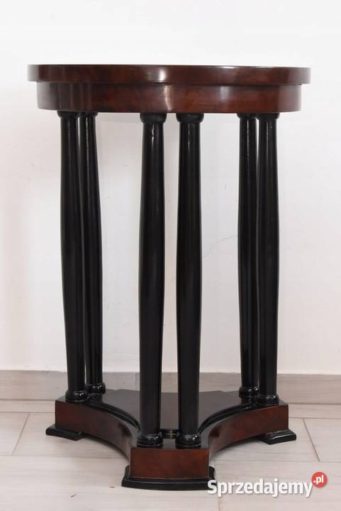 Drewniany Okrągły Stolik Kawowy Stół z Czarnymi Kraków