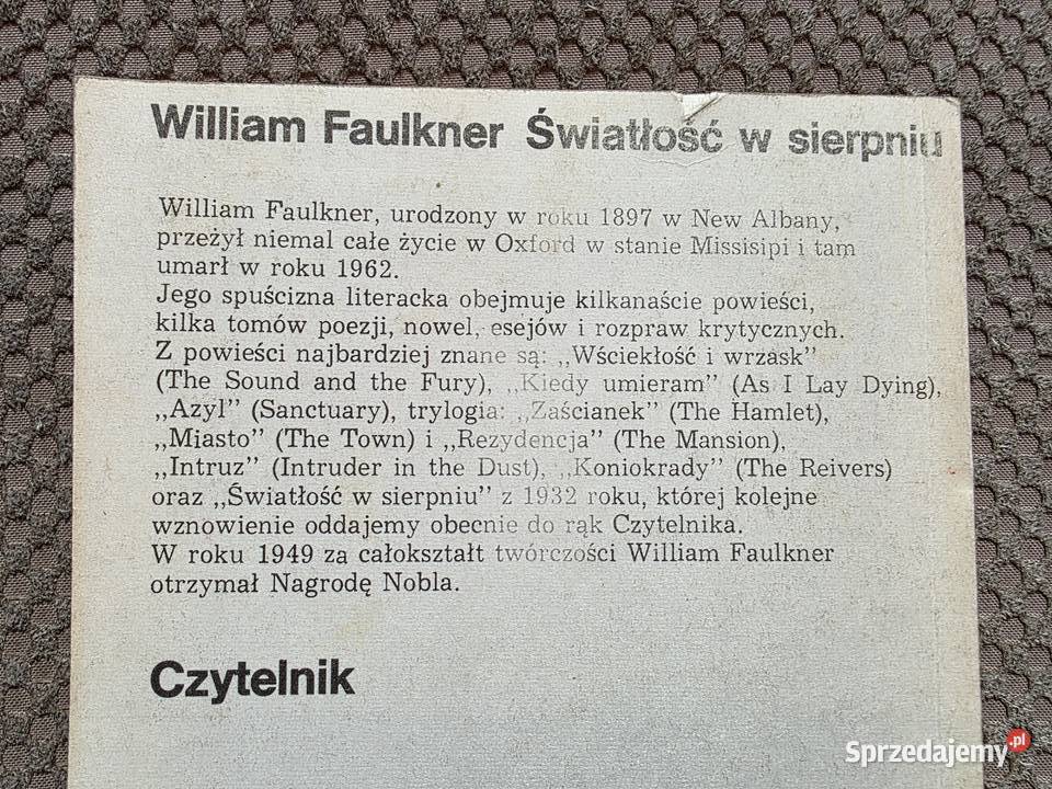 William Faulkner Światłość w sierpniu Kraków