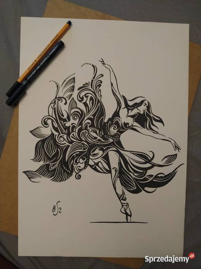 Rysunek baletnica 2 cienkopis blok t A3 250 gm2 Warszawa sprzedam