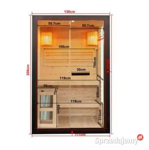 Sauna fińska sucha szklana nowa 2os piec 230V Siedlisko