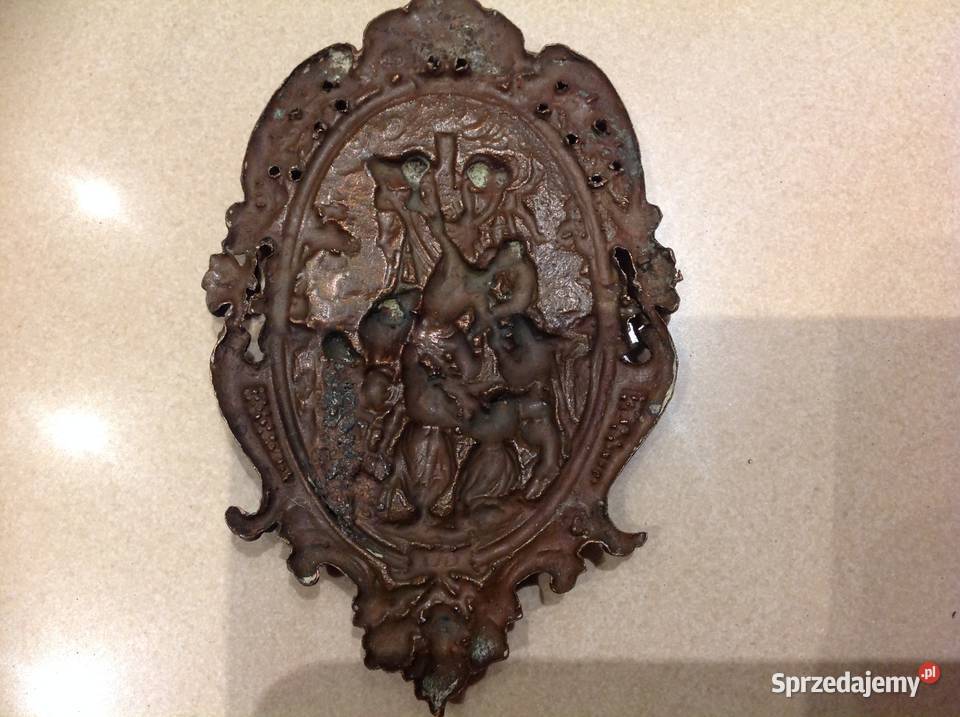 Stara Płaskorzeźba Miedziana Obrazek Święty lubuskie Nowa Sól