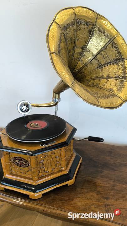 Piękny unikalny zdobiony patefon Łódź