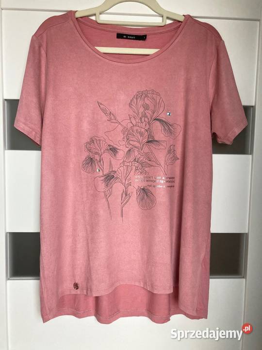 Śliczna koszulka tshirt Monnari pudrowy róż szary/srebrny