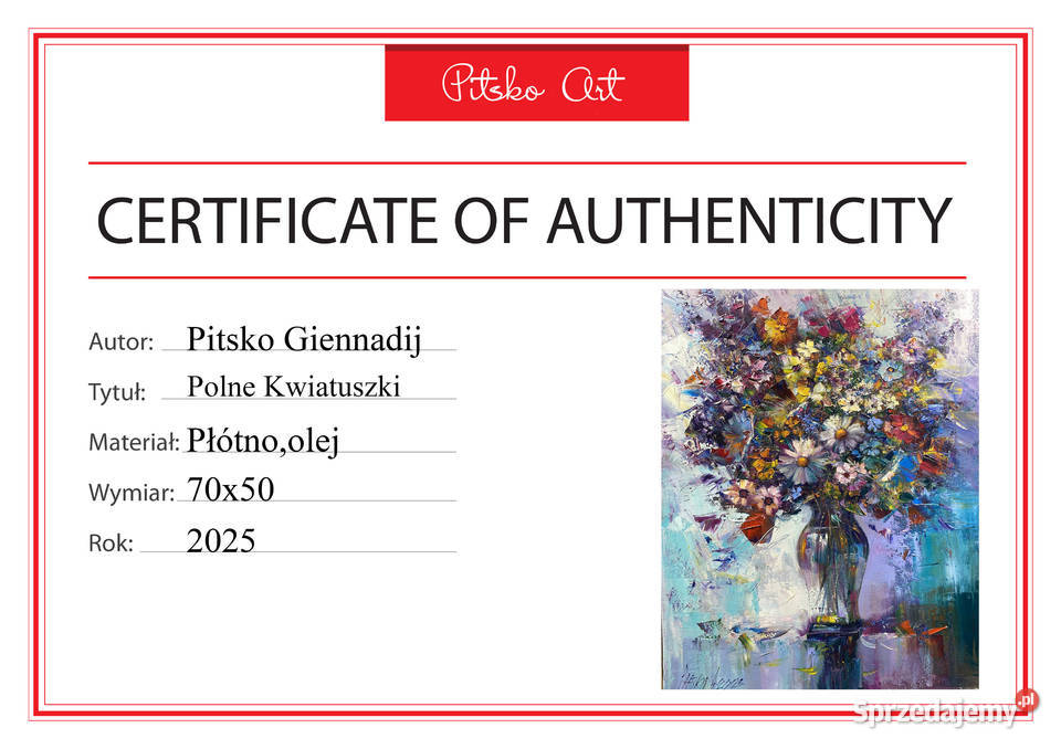 Pitsko Giennadij Polne kwiaty 70x50 obraz olejny Rumia