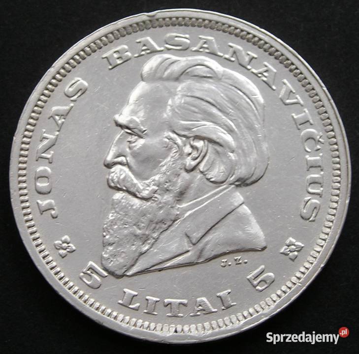 Litwa 5 litai 1936 Jonas Basanavicius srebro łódzkie