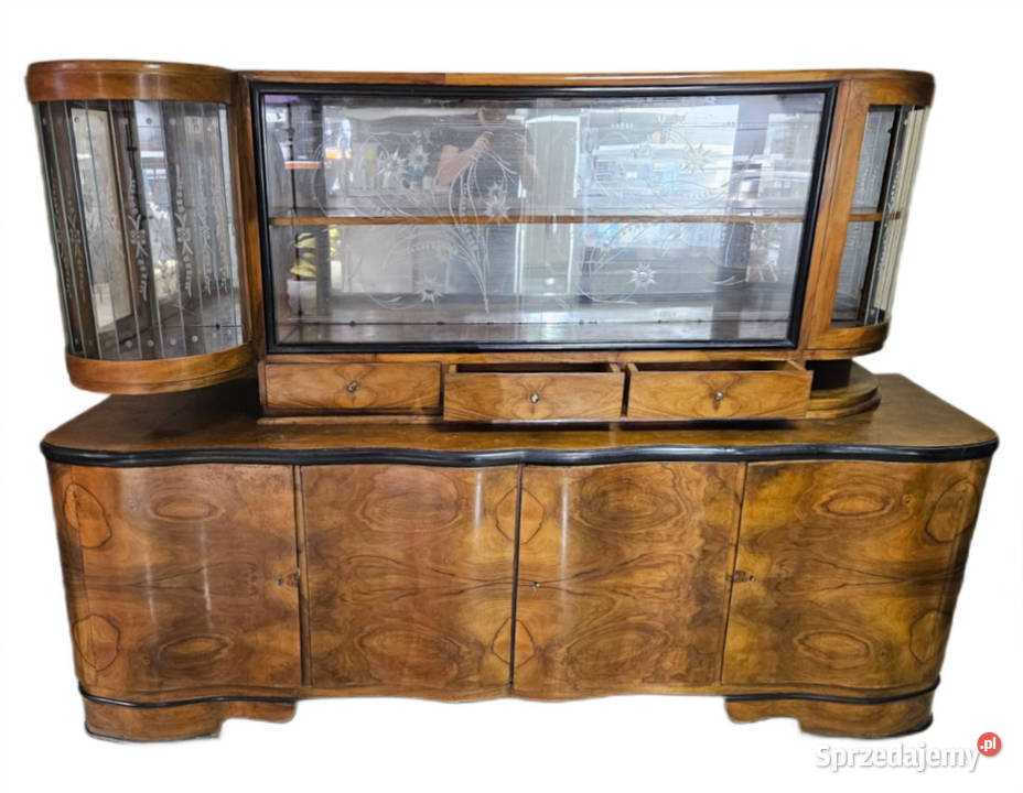 Piękny duży kredens stara komoda witryna z Pszczyna