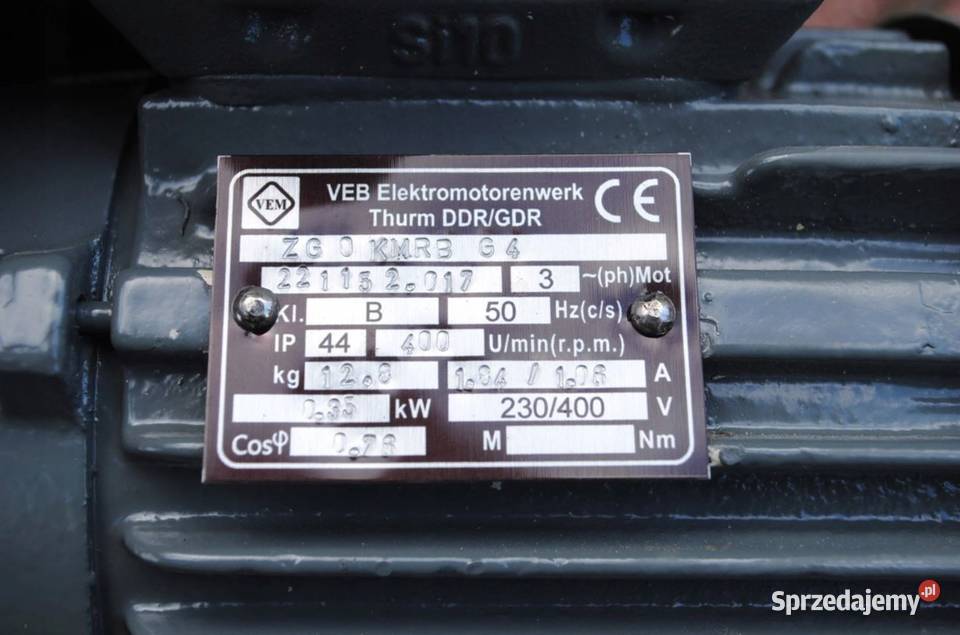 Motoreduktor 037kw 400obrmin Firmy VEM Fvat Kargowa
