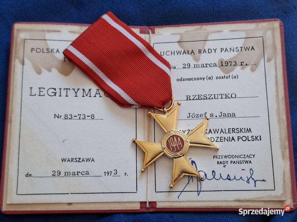 Krzyż kawalerski OOP dokument pudełko Wejherowo