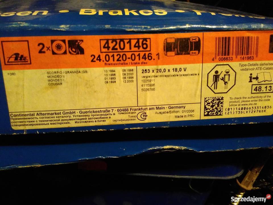 Tarcza hamulcowa FORD ATE 24012001461 Tył 2 Kraśnik sprzedam