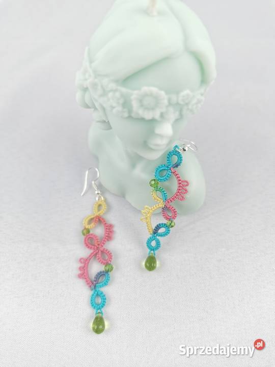 Kolczyki frywolitkowe Wiśniowa