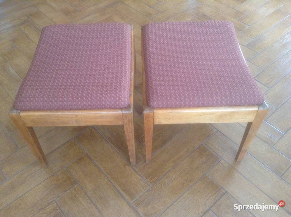Zestaw 2 drewnianych taboretów tapicerowanych 40cm Opole sprzedam