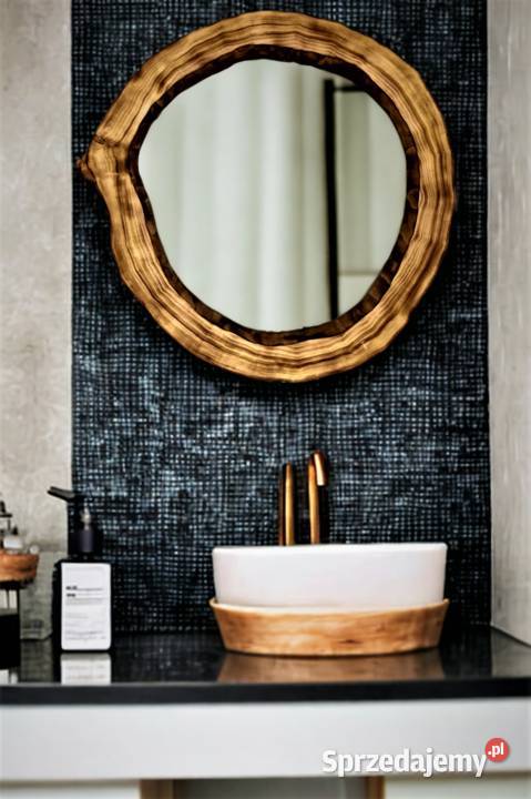 Okrągłe lustro łazienkowe nowoczesne drewniane Rzeszów sprzedam
