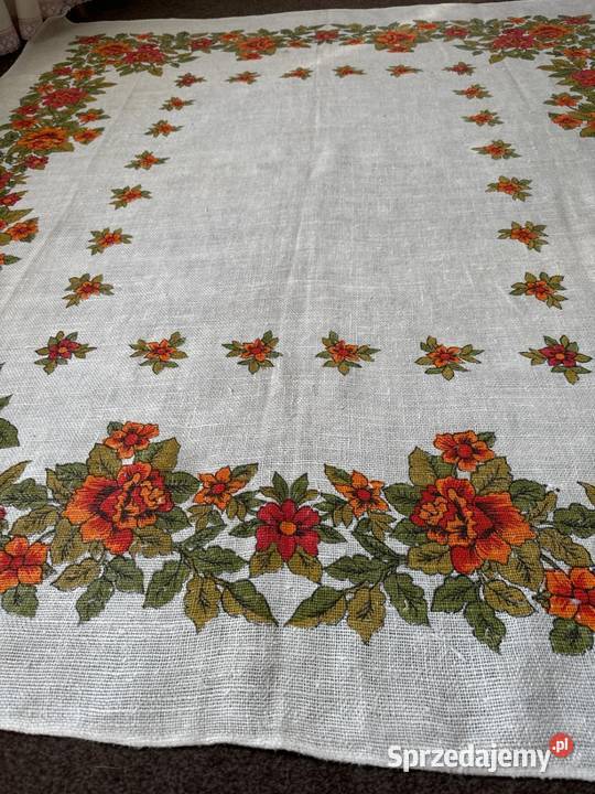 obrus len wysokiej jakości wzór kwiatowy Zabrze