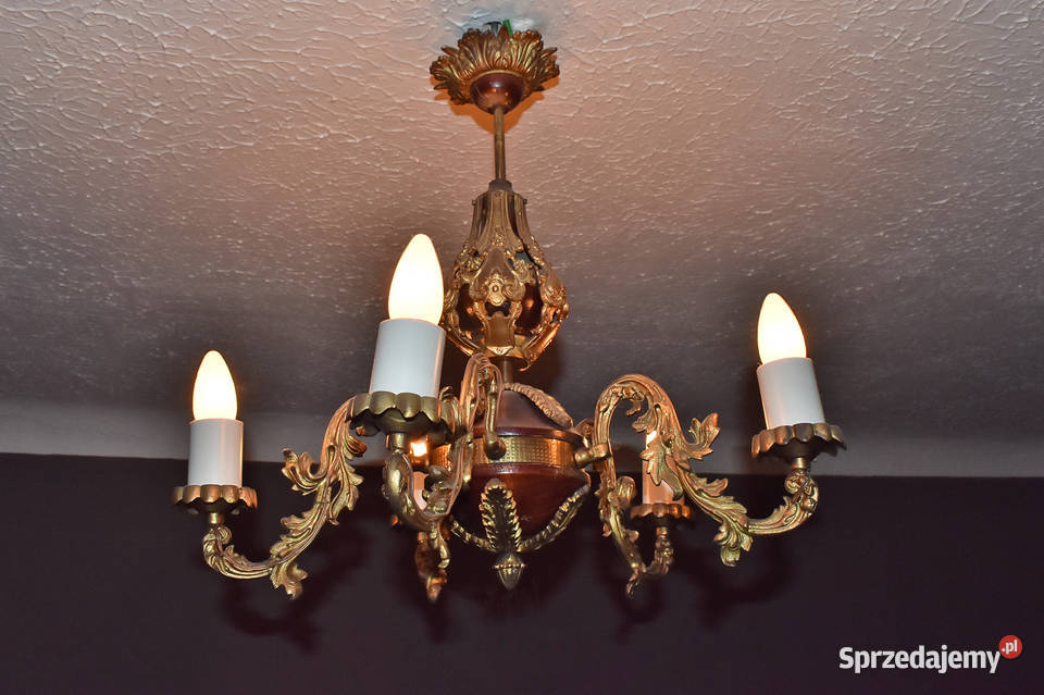 Żyrandol 2 kinkiety z mosiądzu Oświetlenie mazowieckie Radom