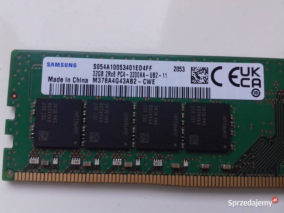 Samsung DDR4 32GB PC4 3200MHz 2933Mbps 12V Pojemność 32GB Bydgoszcz