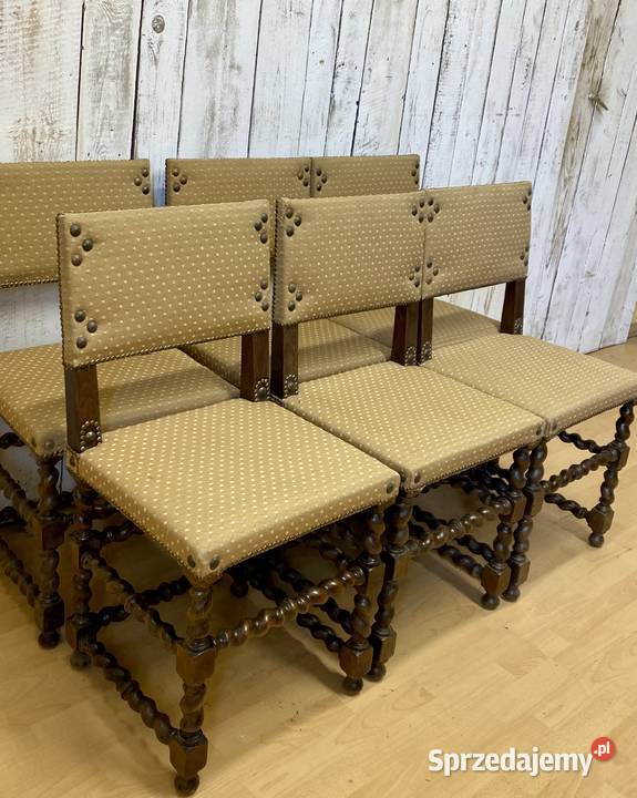 Zestaw 6 krzeseł renesansowych Francja antyk Warszawa