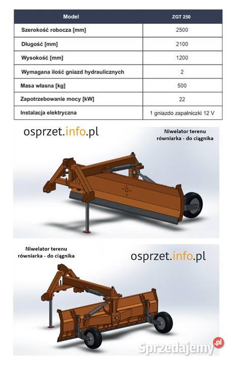 Niwelator terenu równiarka do ciągnika TUZ Rok produkcji 2021 sprzedam