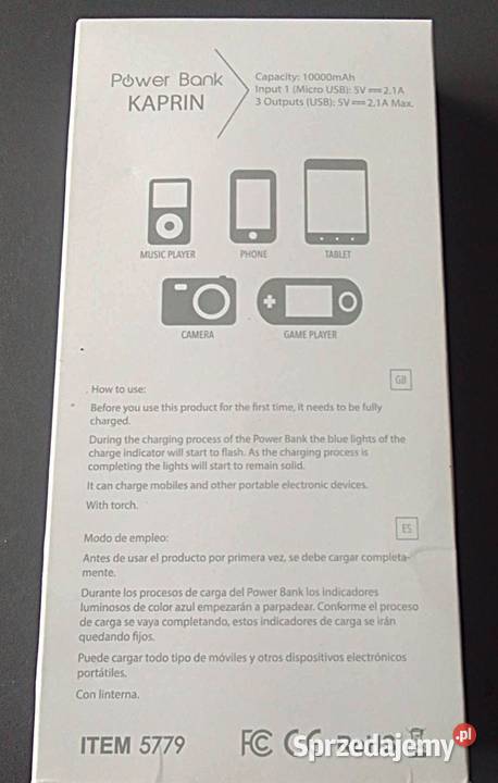POWER BANK KAPRIN 5779 5V 10000 mAh Magazyn Rewal sprzedam