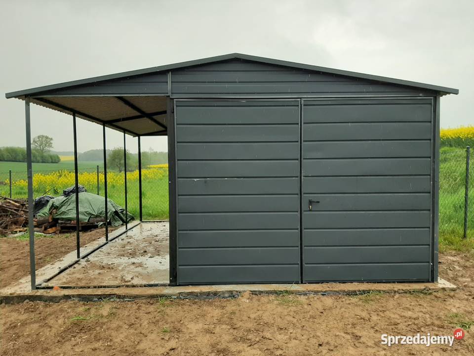 Garaż Blaszany z zadaszeniem bocznym Wiata Nieruchomości lubelskie Biała Podlaska