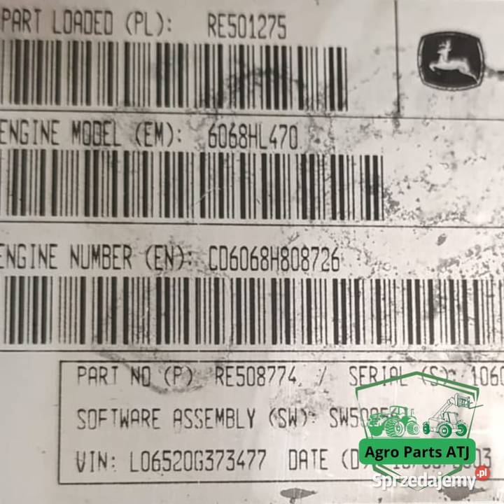 Sterownik silnika RE508774 CD6068 John Deere Silnik i osprzęt podlaskie