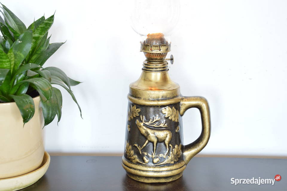 lampa naftowa ceramiczna stojąca stara Jastrzębie-Zdrój