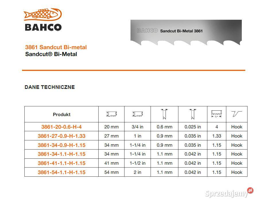 Piła taśmowa do drewna BAHCO Sandcut BiMetal małopolskie Kraków