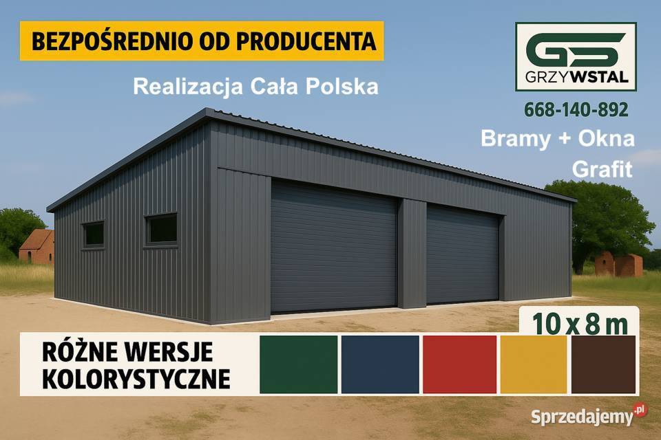 Garaż blaszany Grafit Duża Hala Magazyn Wiata Nisko
