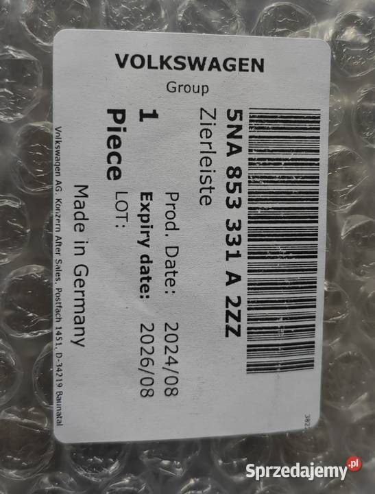 VW SEAT LISTWA CHROM LEWY PRZÓD 5NA853331A I osobowe